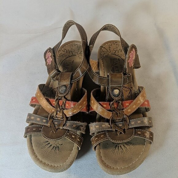 Spring Step L'Artiste Cloe Sandals 40 Leather Womens 8.5 9 Brown Tan Khaki Shoes - Picture 2 of 12